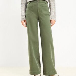 LOFT Green Palmer Wide Leg Pants in Twill - NWT